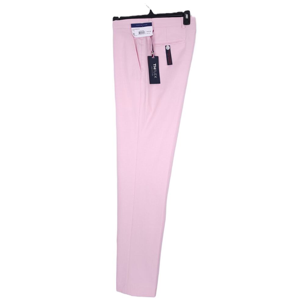 Tommy Hilfiger Mens Modern Fit 2 Piece Suit 44L 36x34 Light Pink Solid Chambray - Picture 11 of 14